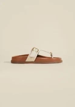 Sandalia Papete Com Fivela Off White