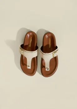 Sandalia Papete Com Fivela Off White