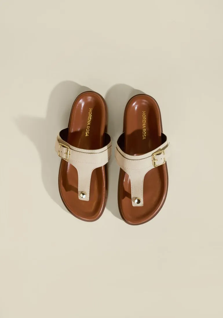 Sandalia Papete Com Fivela Off White