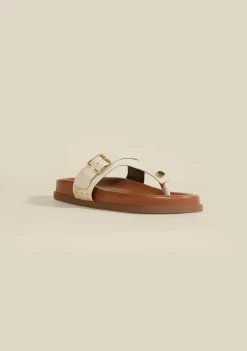 Sandalia Papete Com Fivela Off White
