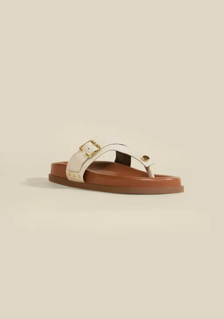 Sandalia Papete Com Fivela Off White