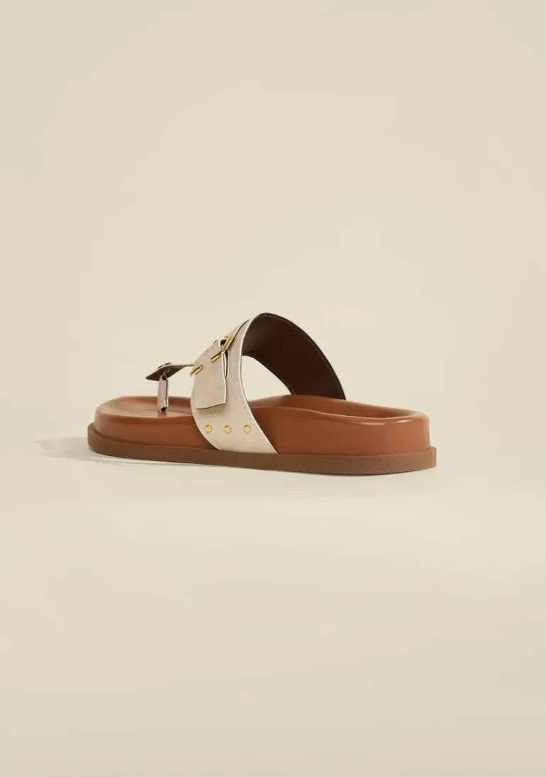 Sandalia Papete Com Fivela Off White
