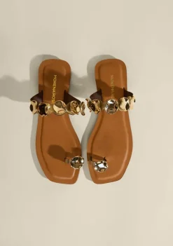 Sandália Rasteira Florada Dourado