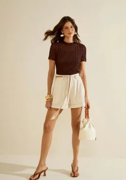 Shorts Morena Rosa Amplo Alta Bege