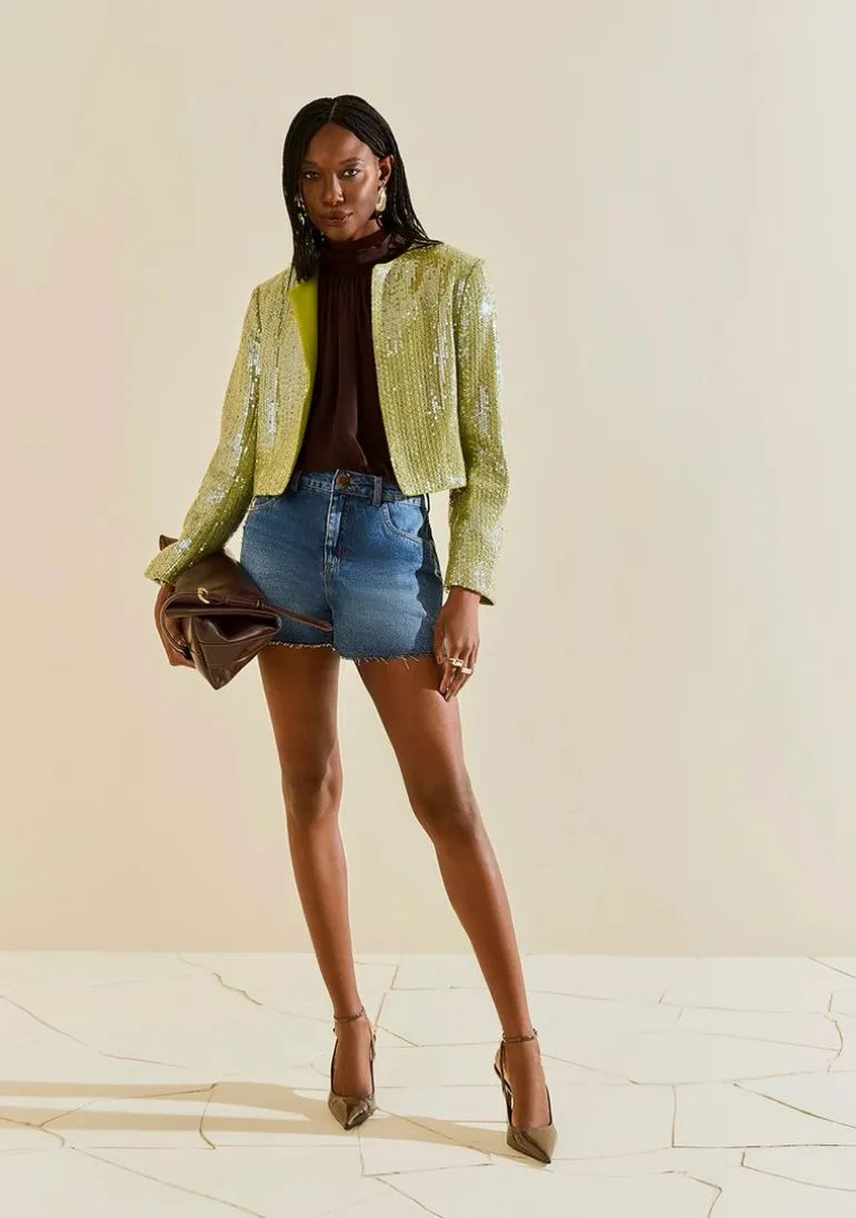 Shorts Morena Rosa Amplo Média Azul