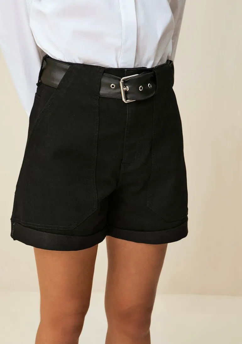 Shorts Morena Rosa Five Pockets Com Cinto Preto