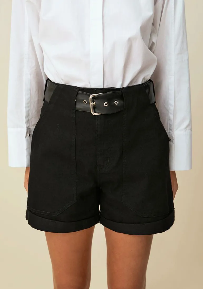 Shorts Morena Rosa Five Pockets Com Cinto Preto