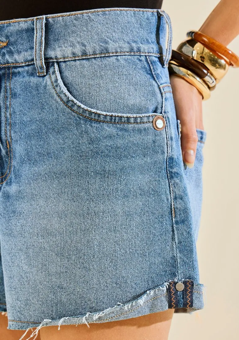 Shorts Morena Rosa Reto Média Azul