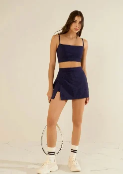 Shorts Morena Rosa Saia Reto Alta Azul Escuro