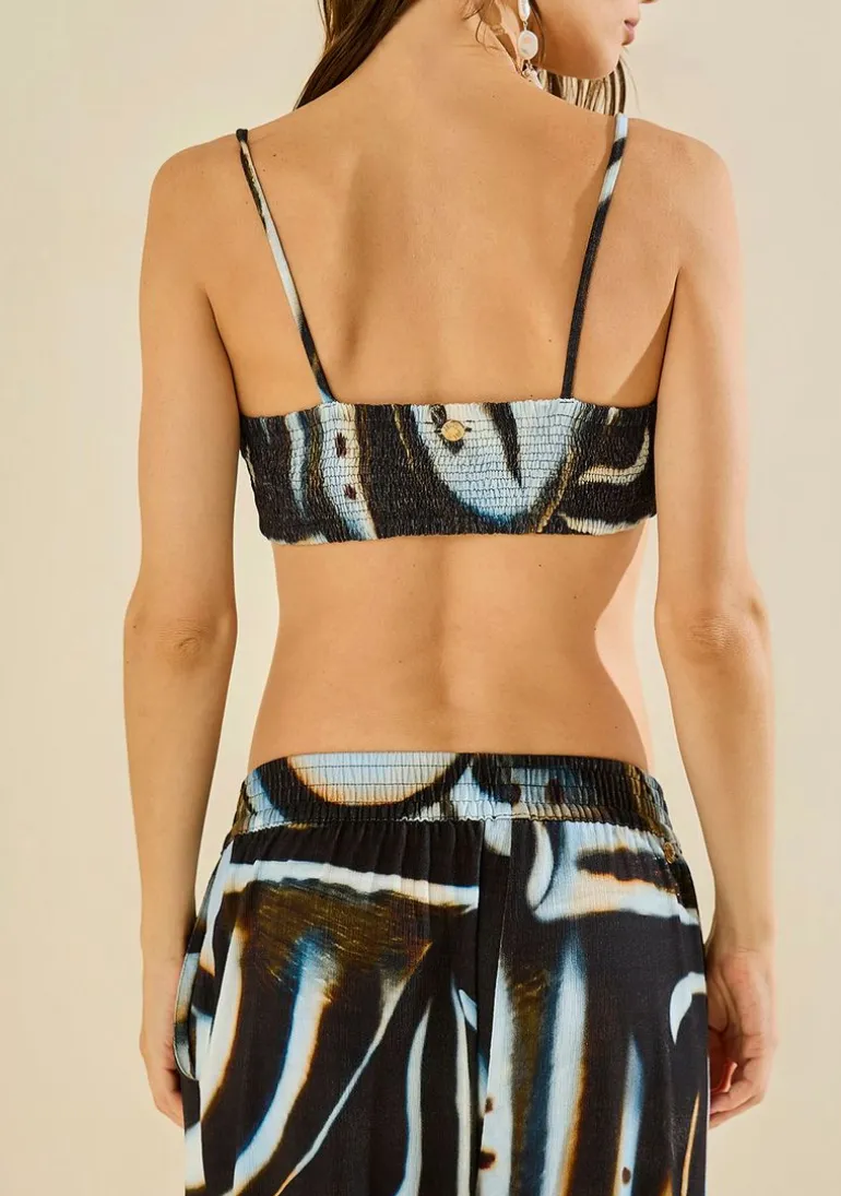 Top Decote V Náutilo Preto/azul