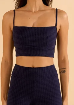Top Morena Rosa Decote Careca Alça Larga Azul Escuro