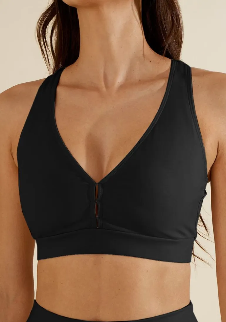 Top Morena Rosa Decote V Alça Cruzada Preto