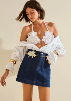 Top Morena Rosa Decote V Alça Fina Off White
