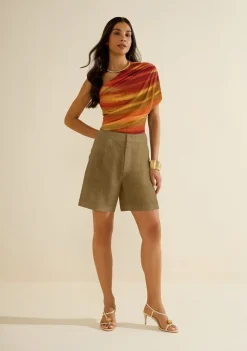 Top Morena Rosa Um Ombro Só Manga Curta Vermelho