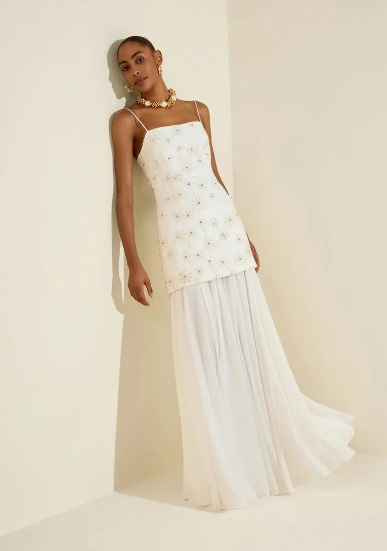 Vestido Curto Ajustado Lírio Off White
