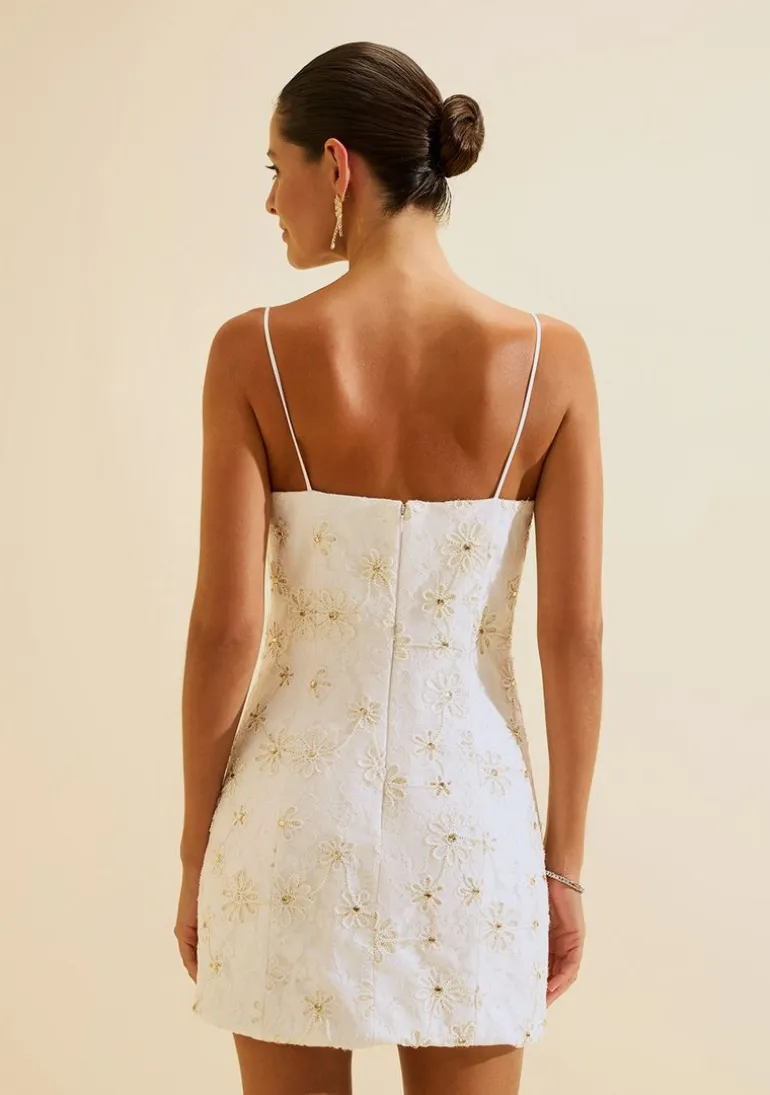 Vestido Curto Ajustado Lírio Off White