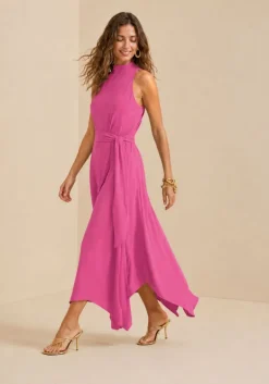 Vestido Gola Alta Midi Sonata Rosa