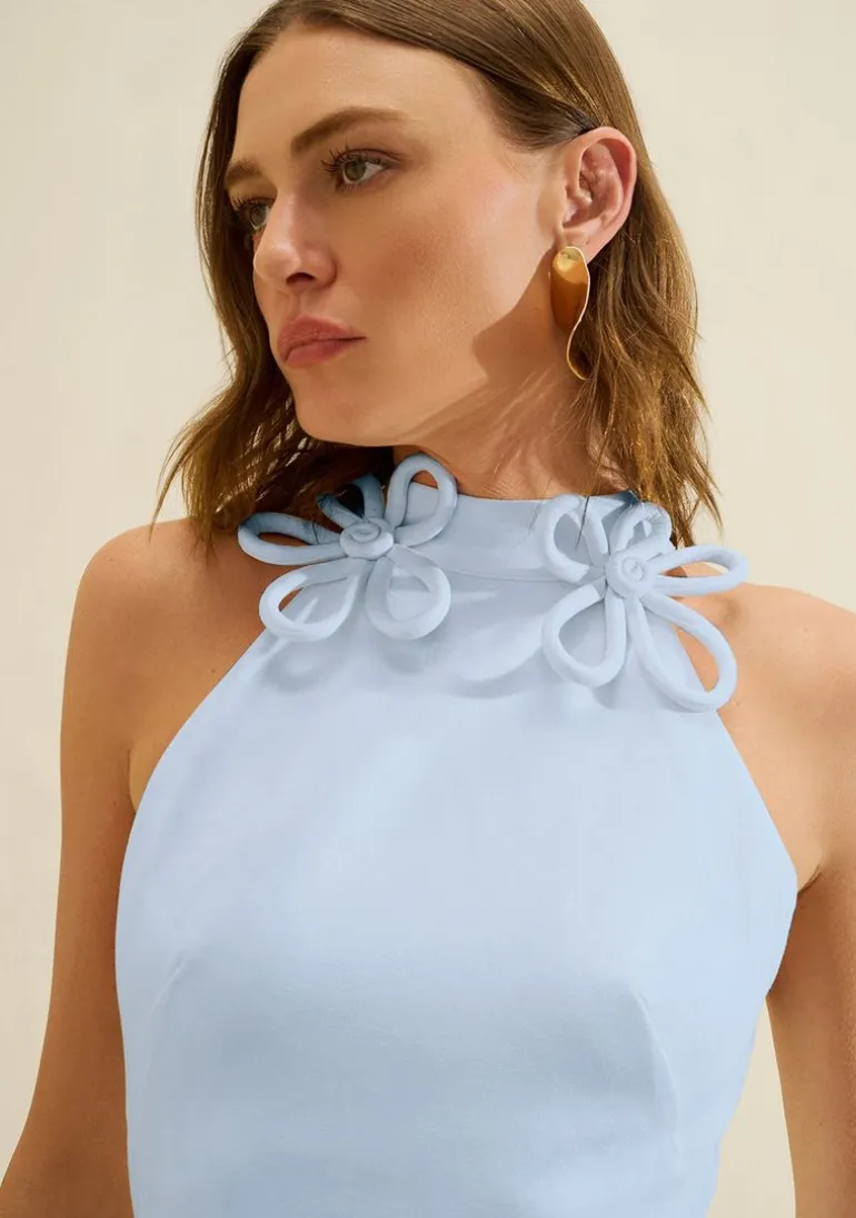 Vestido Gola Alta Origem Azul