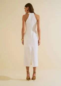 Vestido Gola Alta Origem Off White