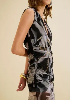 Vestido Longo Ajustado Miragem Preto/branco