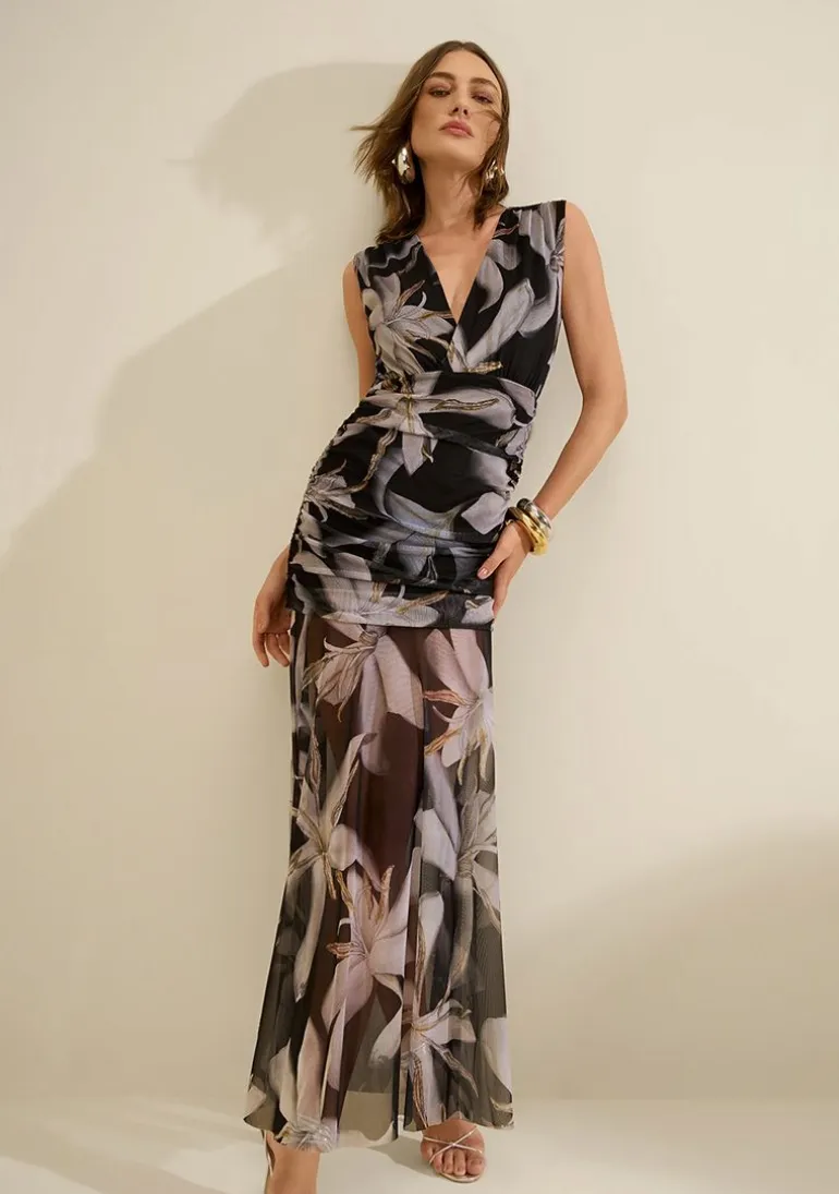 Vestido Longo Ajustado Miragem Preto/branco