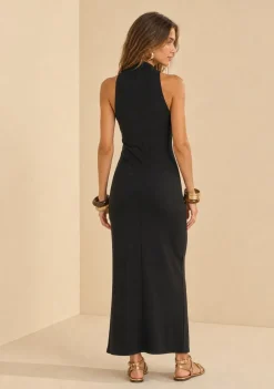 Vestido Longo Alvéolo Preto