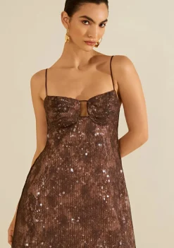 Vestido Longo Aragonita Marrom
