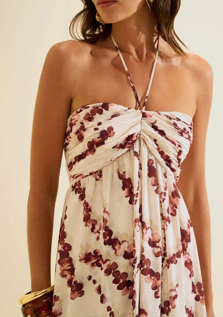 Vestido Longo Flora Bege