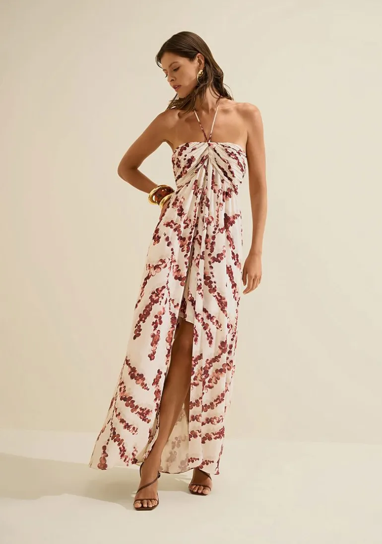 Vestido Longo Flora Bege