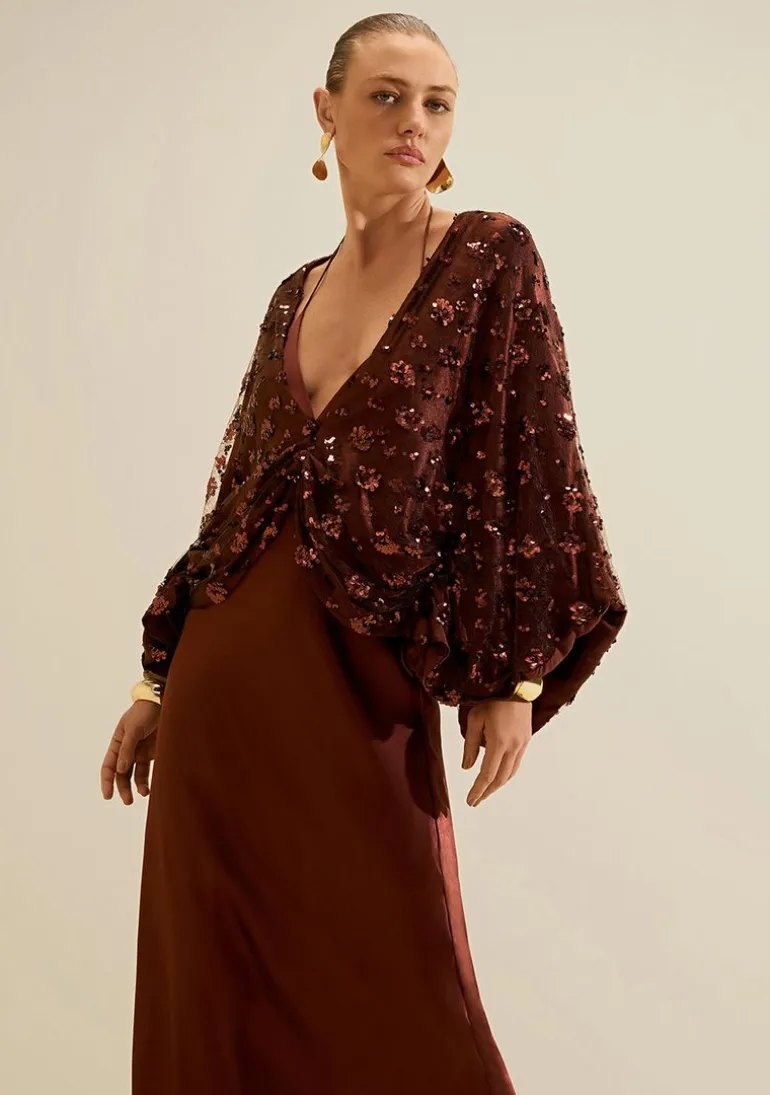 Vestido Longo Solto Cafezal Marrom