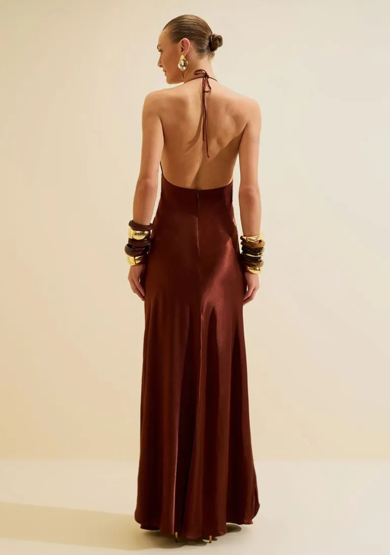 Vestido Longo Solto Cafezal Marrom