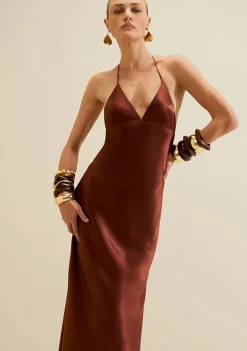 Vestido Longo Solto Cafezal Marrom