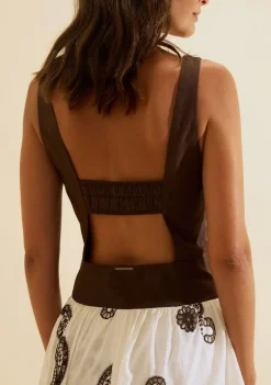 Vestido Midi Ajustado Arabesca Marrom