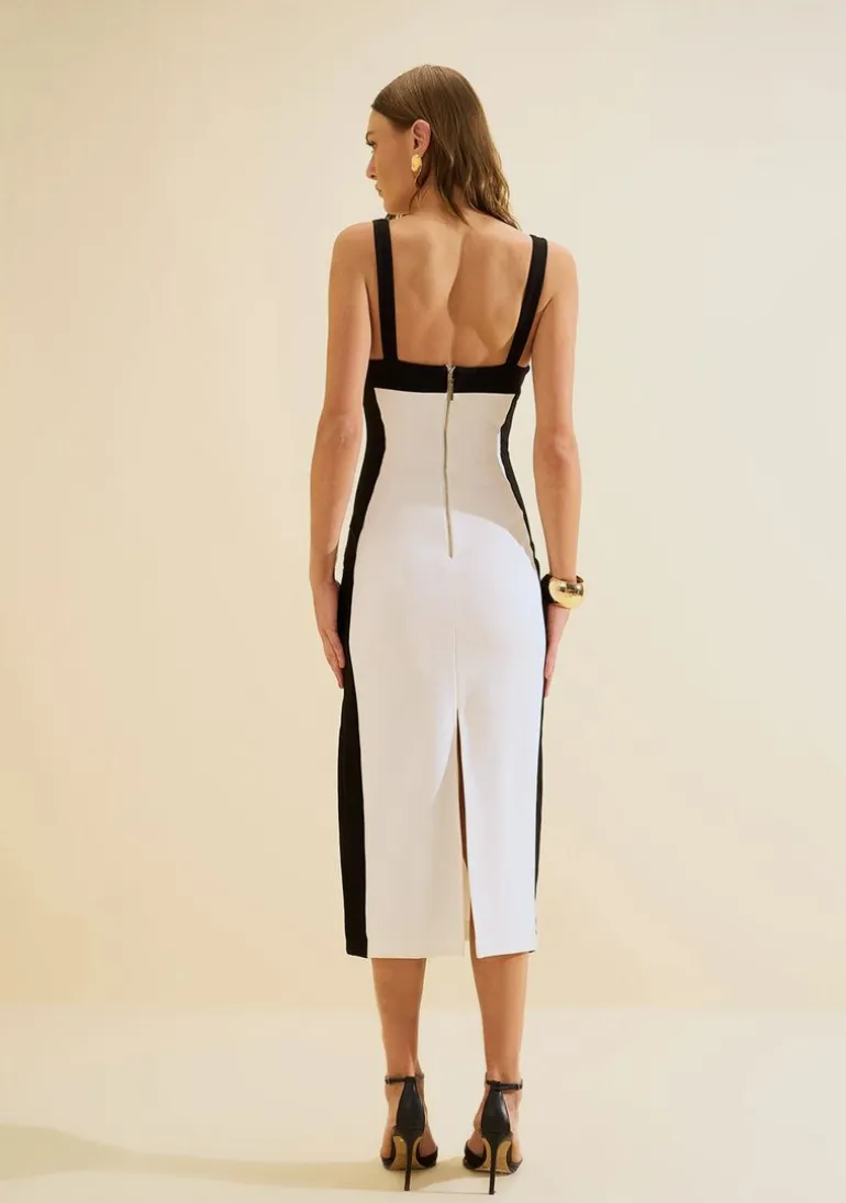 Vestido Midi Ajustado Eclipse Off White