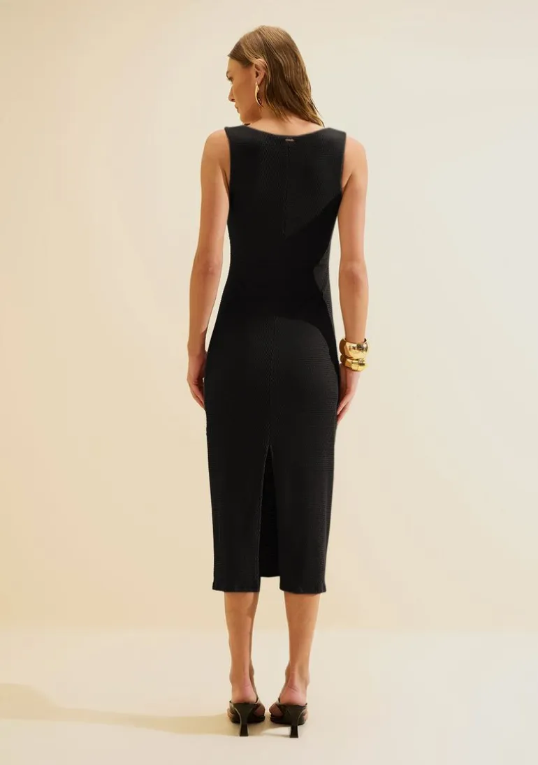 Vestido Midi Ajustado Melia Preto