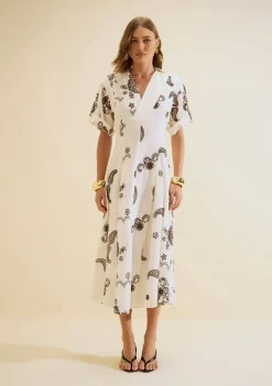 Vestido Midi Arabesca Off White
