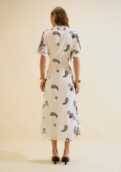 Vestido Midi Arabesca Off White