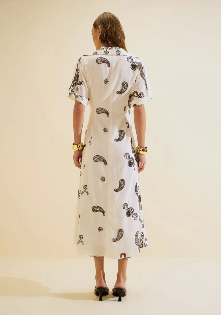 Vestido Midi Arabesca Off White