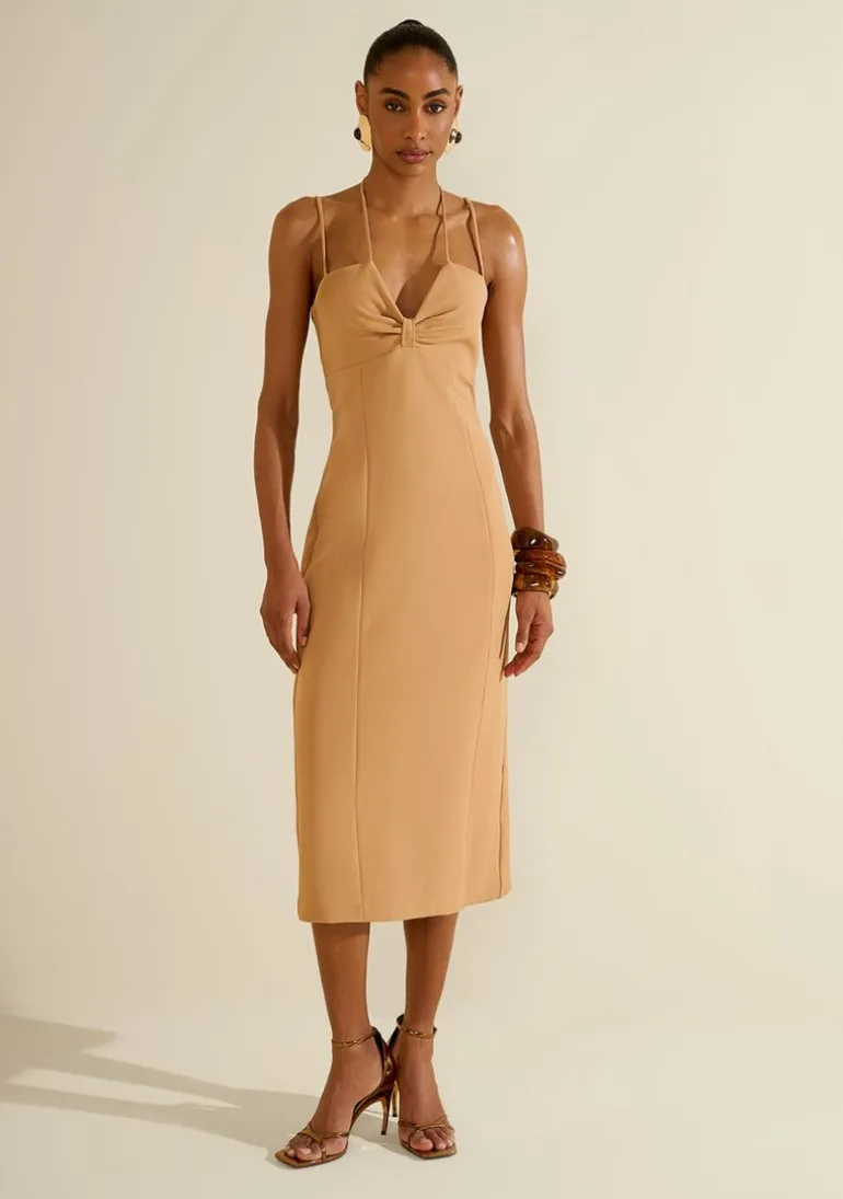 Vestido Midi Eclos Bege Claro