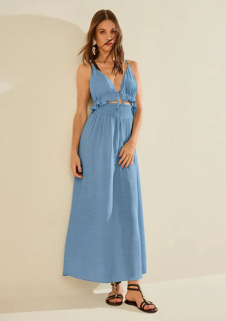 Vestido Midi Enlace Azul