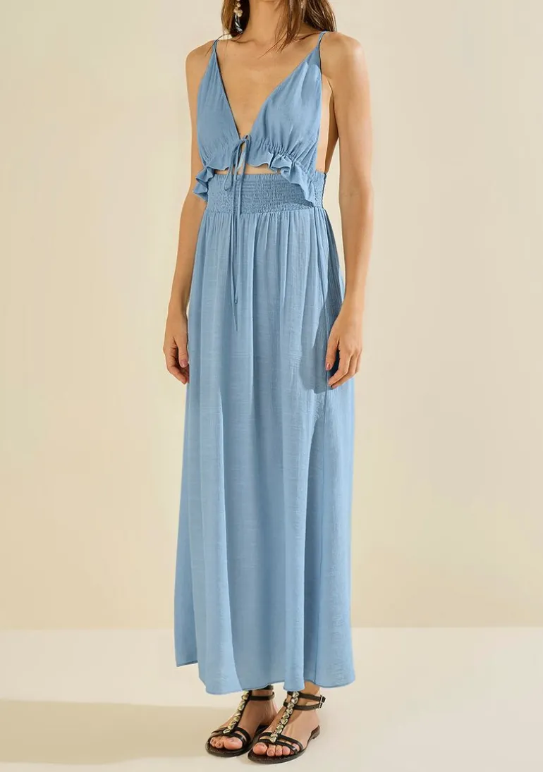 Vestido Midi Enlace Azul