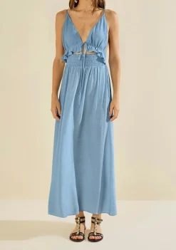 Vestido Midi Enlace Azul