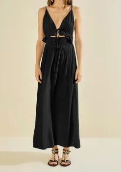 Vestido Midi Enlace Preto