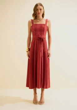 Vestido Midi Estado Natural Bordo