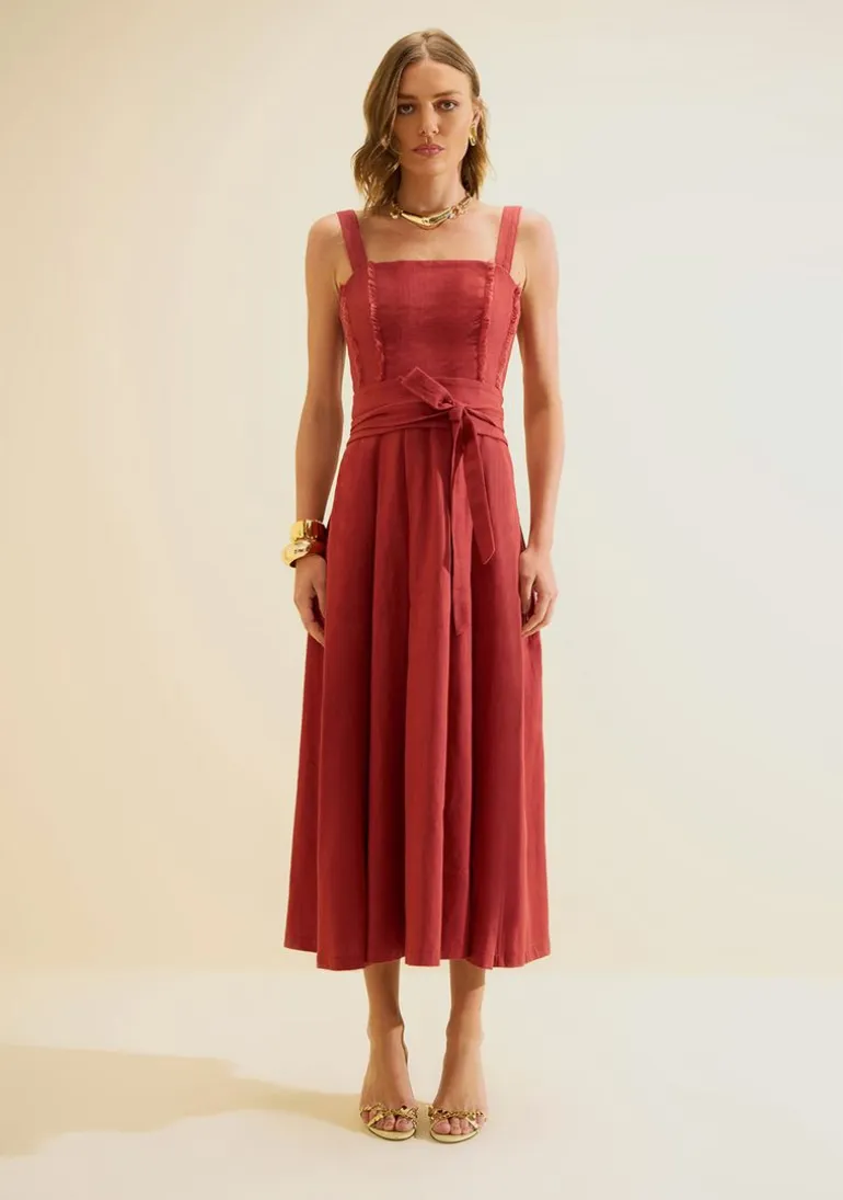 Vestido Midi Estado Natural Bordo