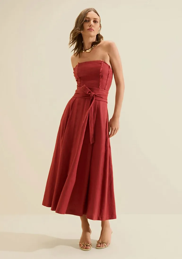 Vestido Midi Estado Natural Bordo