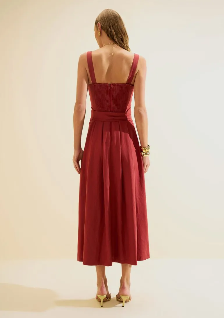 Vestido Midi Estado Natural Bordo