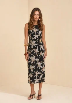 Vestido Midi Flora Preto/branco