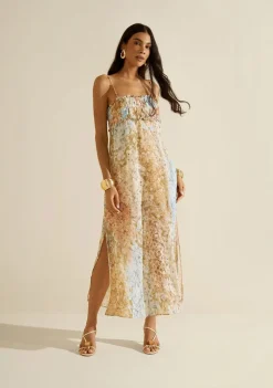 Vestido Midi Florescer Azul