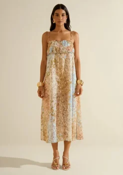 Vestido Midi Florescer Azul